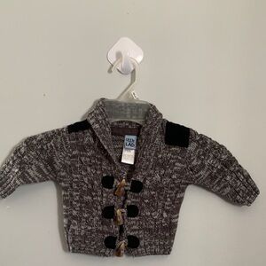 Gray Knit Cardigan with Toggle Buttons